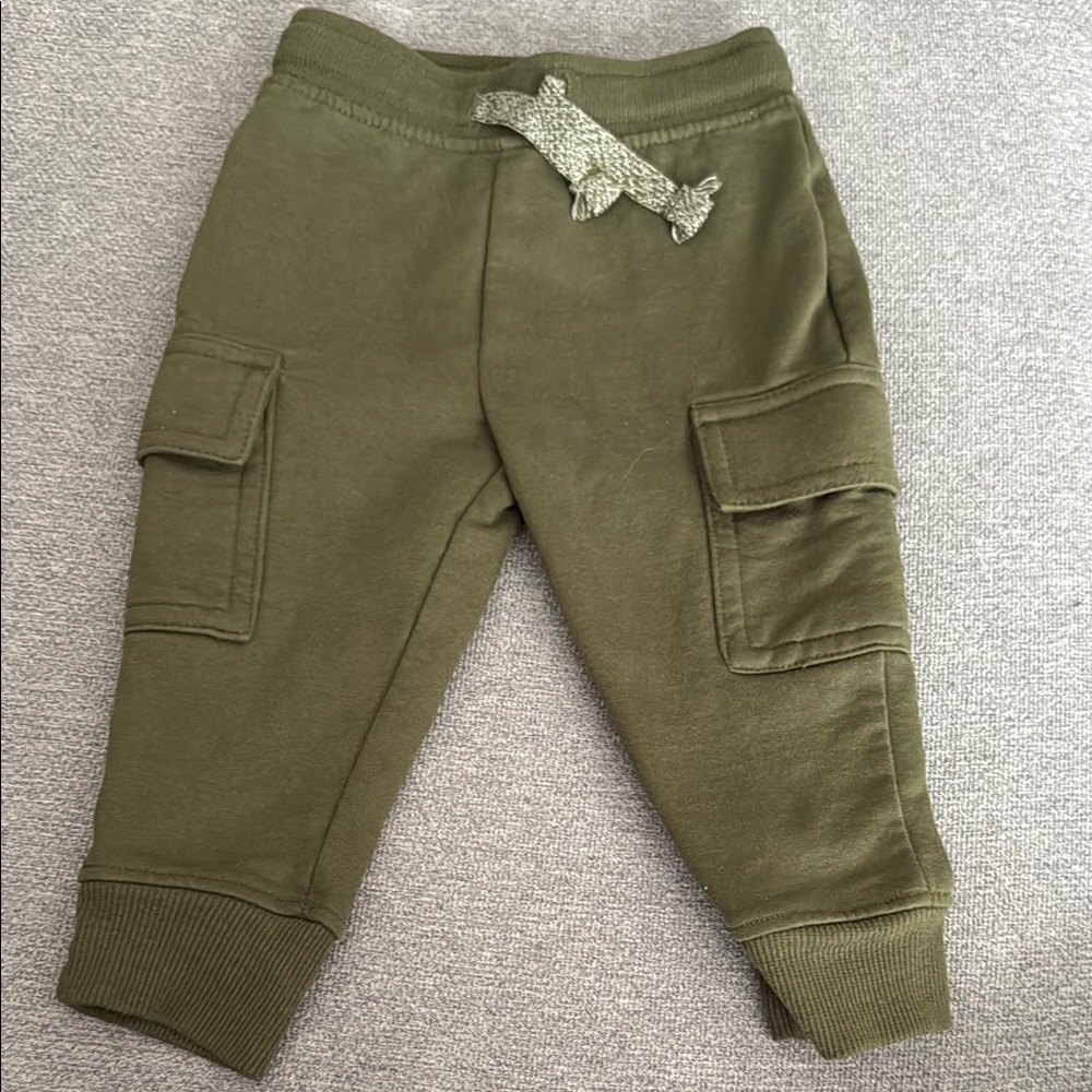 Olive Green Kids Cargo Pants